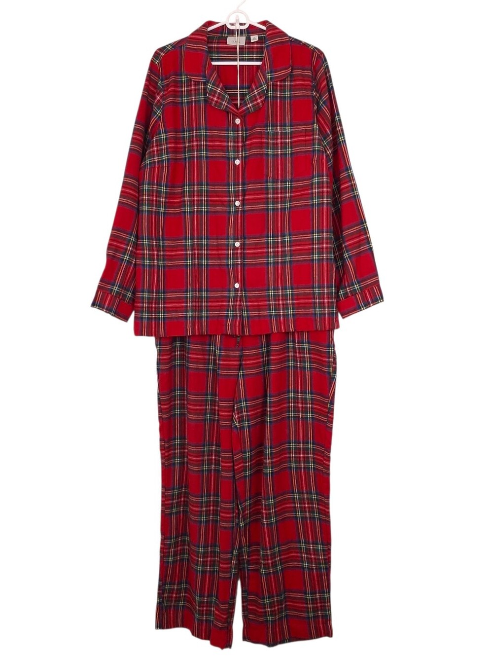 L.L. Bean Scotch plaid flannel pajama set winter cozy cabin holiday festive red